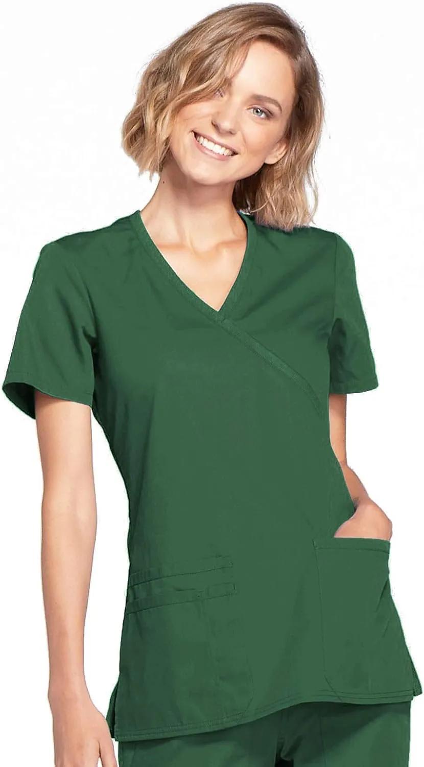 Women's Mock Wrap Top Workwear Originals with Rib-Knit Back Panels WW650