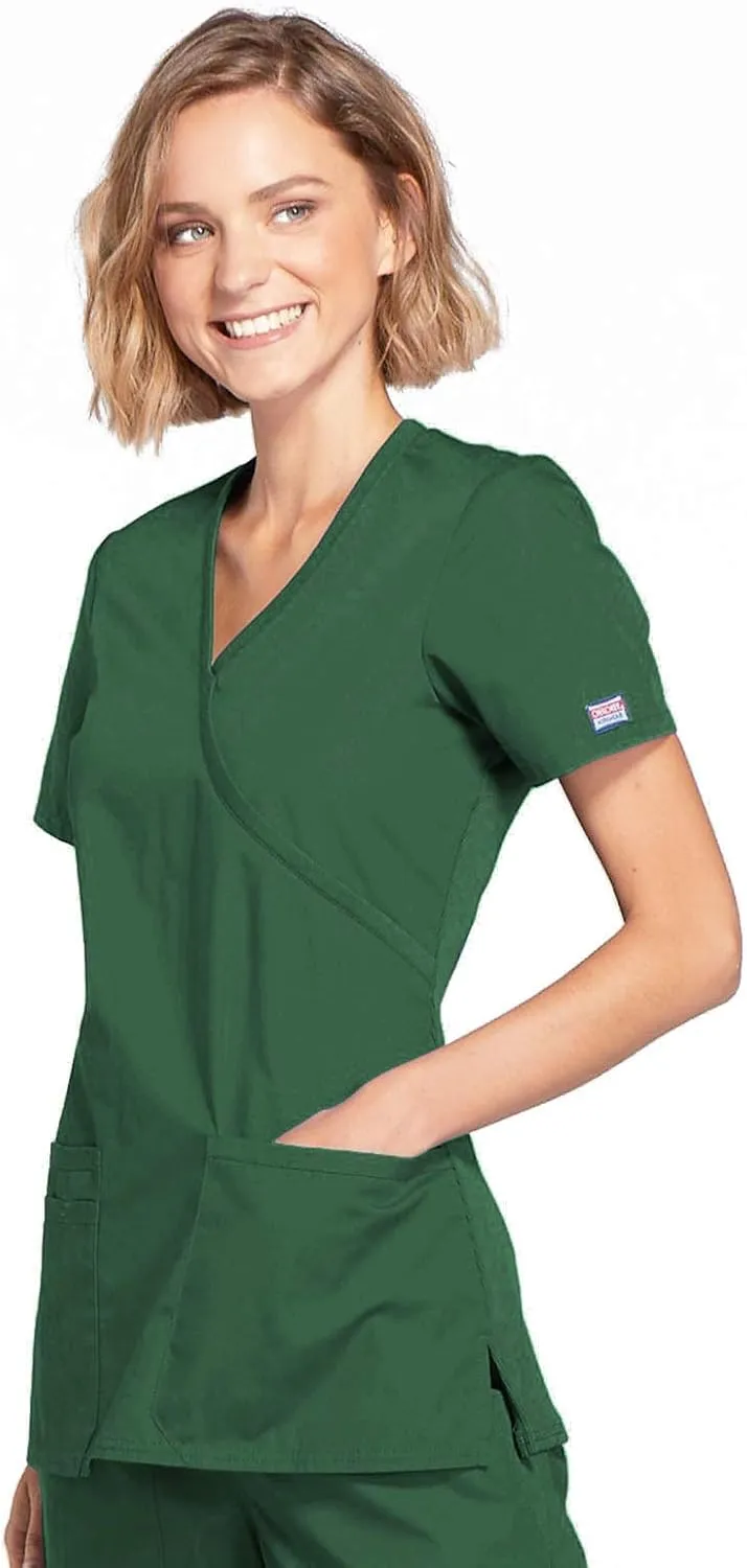 Women's Mock Wrap Top Workwear Originals with Rib-Knit Back Panels WW650