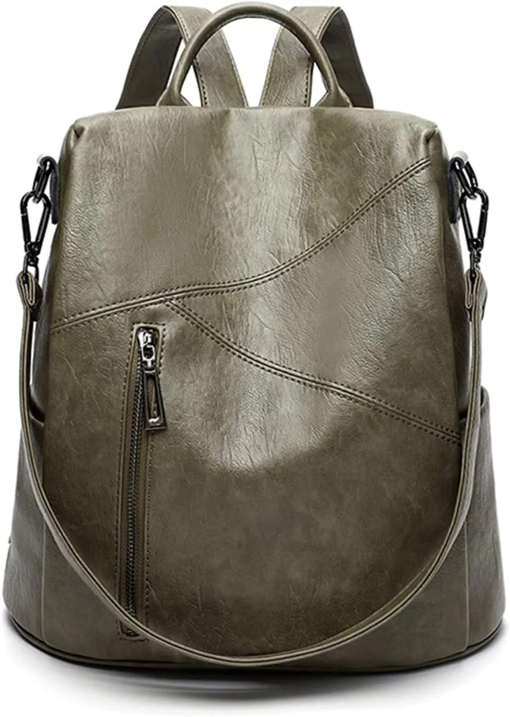 Women's Multipurpose Backpack Purse Soft Fashion PU Leather Travel Bag Ladies Large Handbags and Shoulder Bag Anti-theft College Casual Daypack for Women,Green