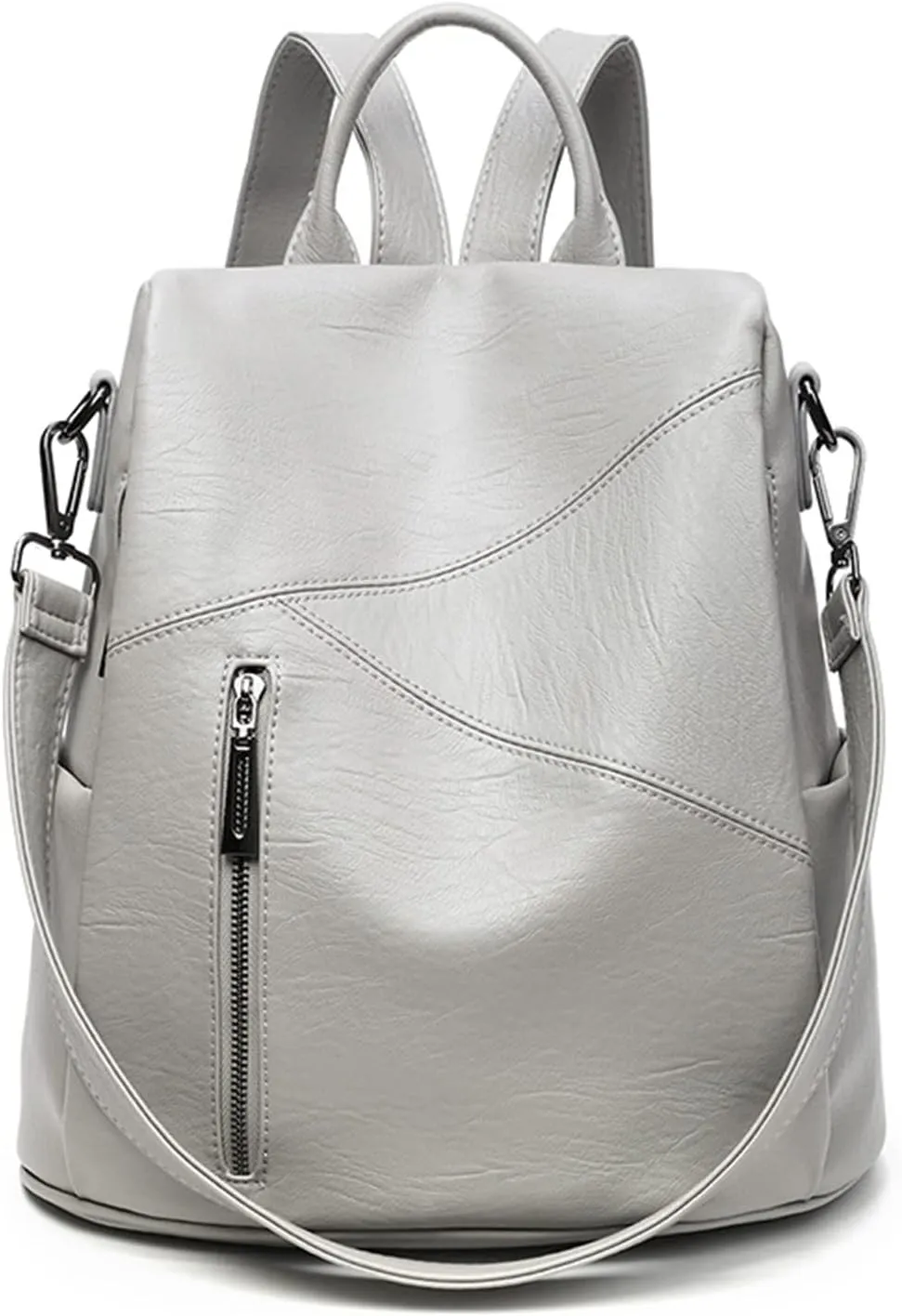 Women's Multipurpose Backpack Purse Soft Fashion PU Leather Travel Bag Ladies Large Handbags and Shoulder Bag Anti-theft College Casual Daypack for Women,White