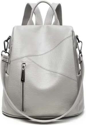Women's Multipurpose Backpack Purse Soft Fashion PU Leather Travel Bag Ladies Large Handbags and Shoulder Bag Anti-theft College Casual Daypack for Women,White