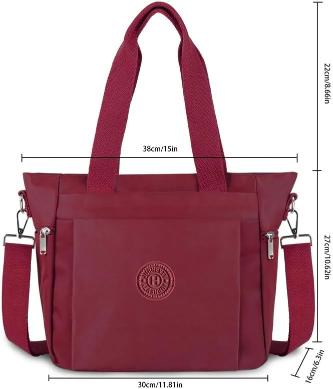 Women's Nylon Tote Bag with Zipper for Work or Travel