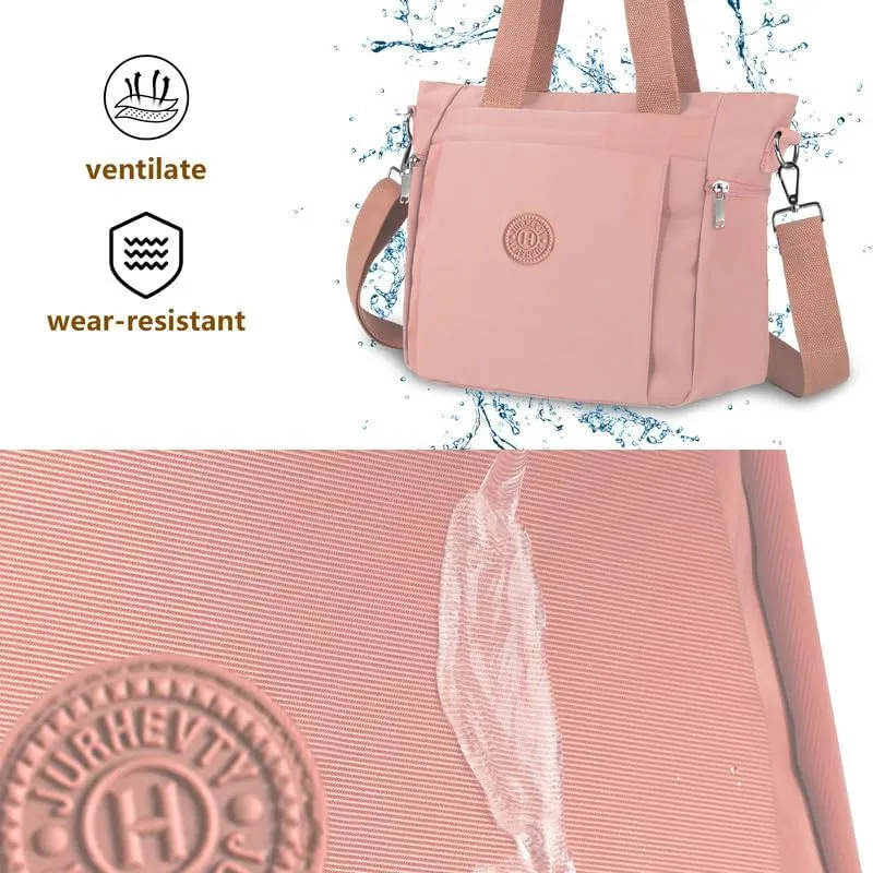 Women's Nylon Tote Bag with Zipper for Work or Travel