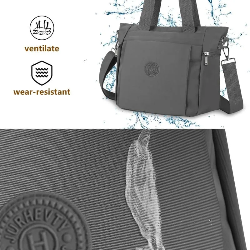 Women's Nylon Tote Bag with Zipper for Work or Travel