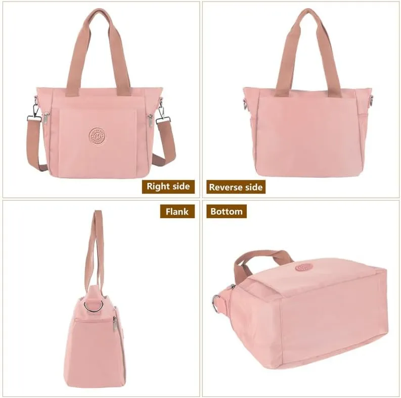 Women's Nylon Tote Bag with Zipper for Work or Travel