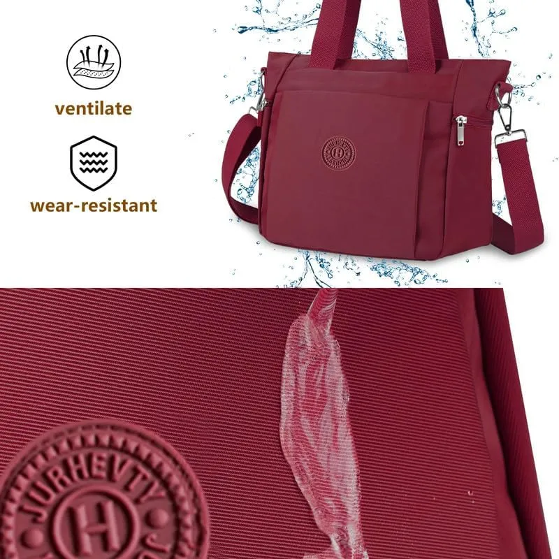 Women's Nylon Tote Bag with Zipper for Work or Travel