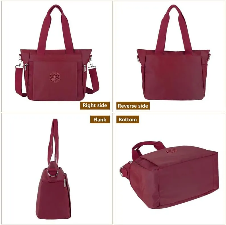 Women's Nylon Tote Bag with Zipper for Work or Travel