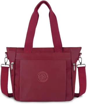 Women's Nylon Tote Bag with Zipper for Work or Travel