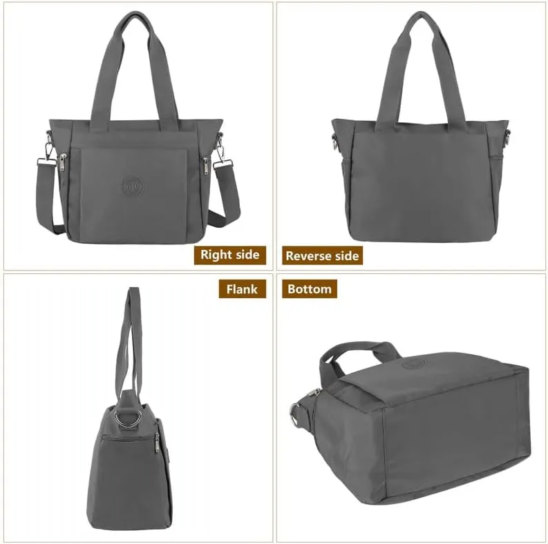 Women's Nylon Tote Bag with Zipper for Work or Travel