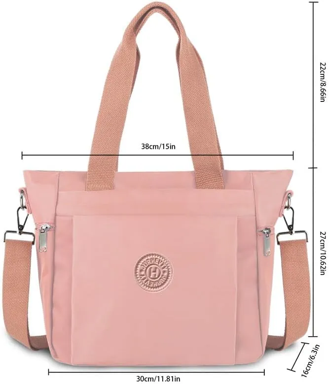 Women's Nylon Tote Bag with Zipper for Work or Travel