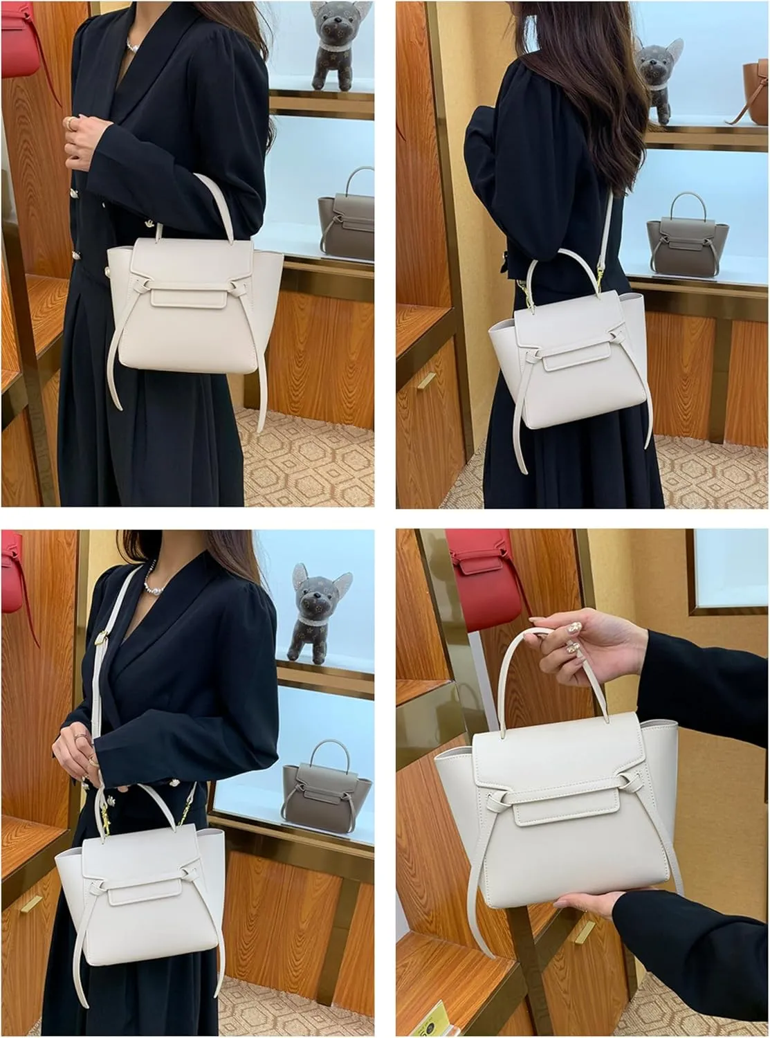 Women's Palm Print Catfish Handbag,Leather Satchel with Crossbody Strap