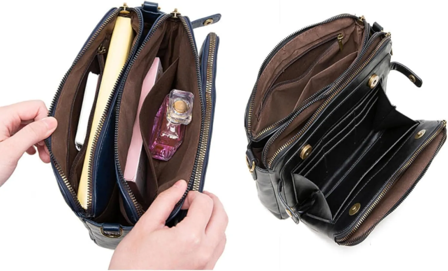 Women's PU Leather Three-Layer Crossbody Shoulder Bag - Stylish, Durable, Multi-Compartment Handbag for Everyday Use