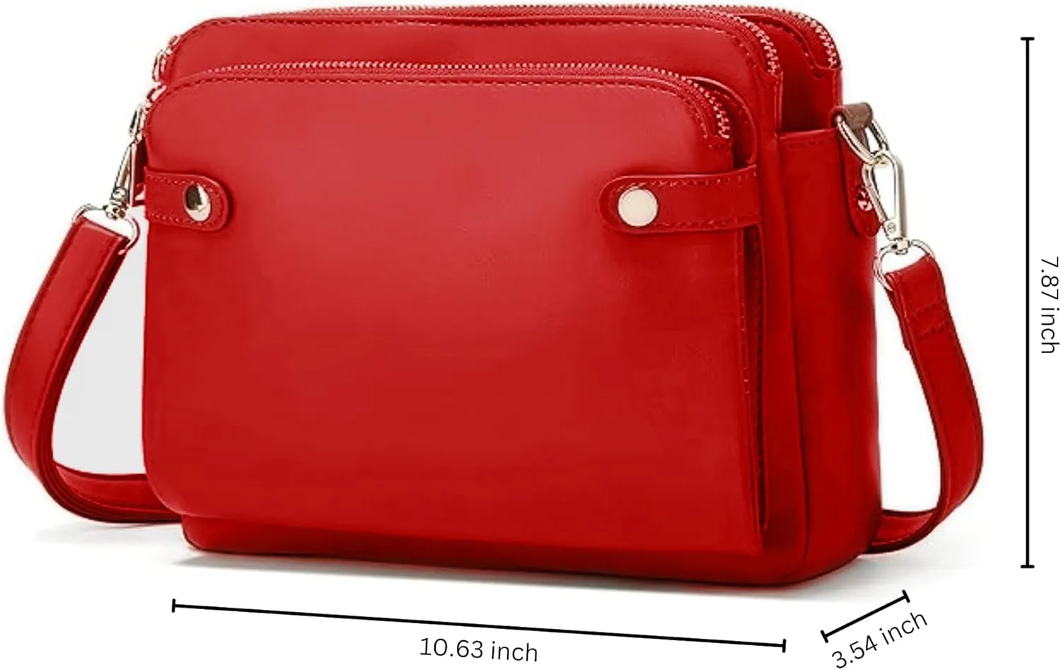 Women's PU Leather Three-Layer Crossbody Shoulder Bag - Stylish, Durable, Multi-Compartment Handbag for Everyday Use