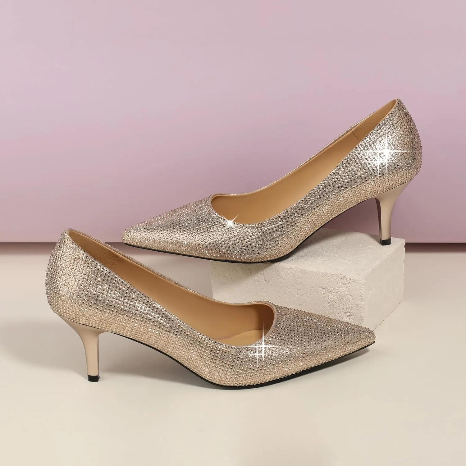 Women's Pumps Pointed Closed Toe Low Heels Comfortable Dress Shoes for Work Business Office Wedding Casual 2.3 Inch