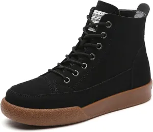 Women's Retro Suede Versatile and Comfortable High Top Casual Shoes Classic Tie Up Anti Slip Round Toe Fashionable Sports Shoes