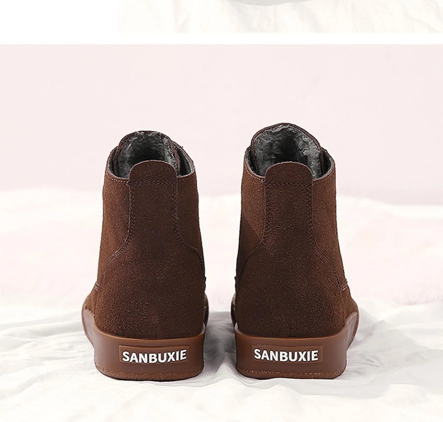 Women's Retro Suede Versatile and Comfortable High Top Casual Shoes Classic Tie Up Anti Slip Round Toe Fashionable Sports Shoes