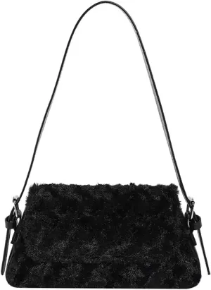 Women’s Shoulder Bag Designer Tote Bag Lightweight Top Handle Satchel Purse Faux Fur Handbag for Travel Work Shopping