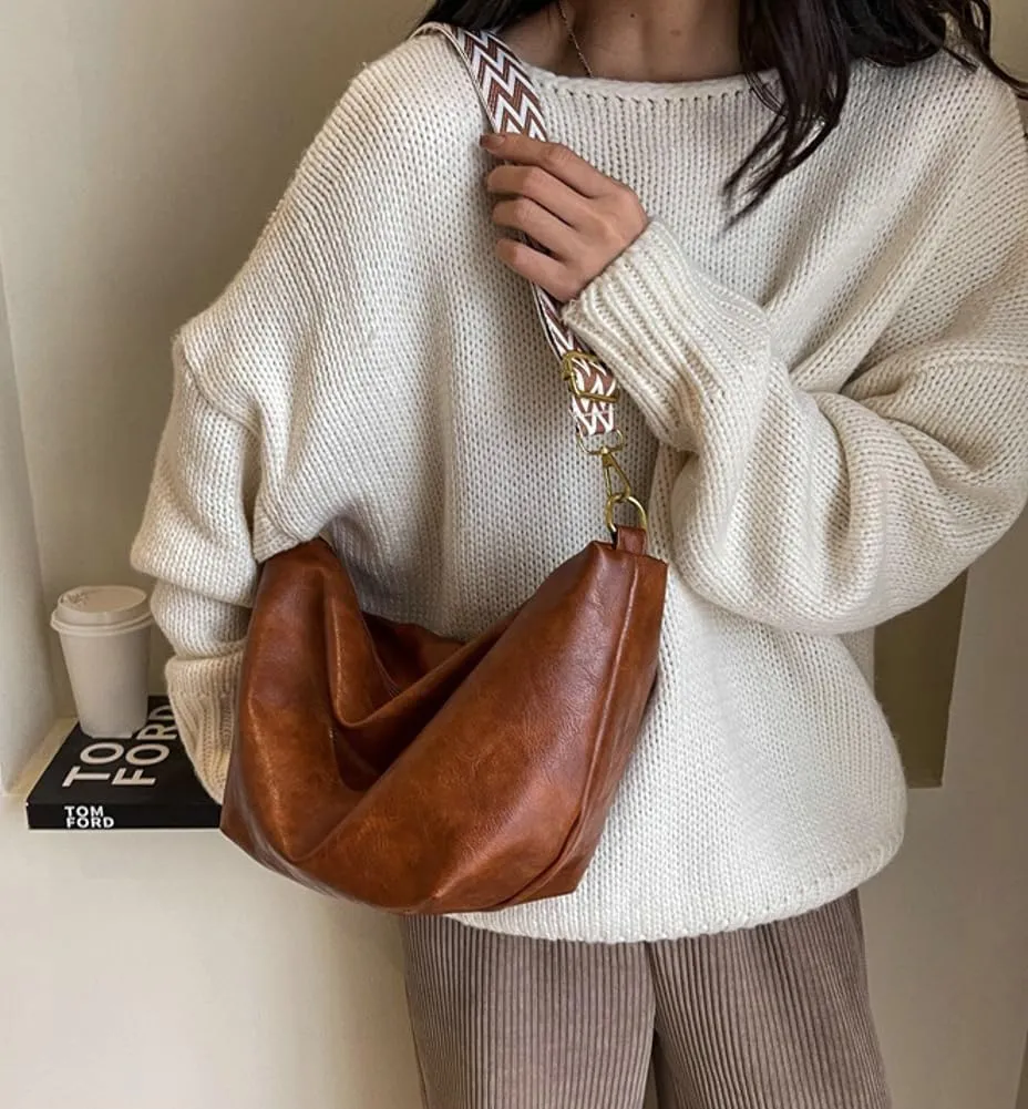 Women's Soft Shoulder Crossbody Bag Fashion PU Leather Totes Large Dumpling Handbag Retro Purse Satchel