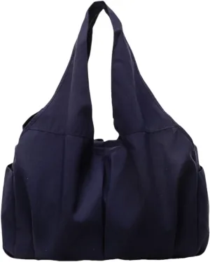 Women's Solid Color Drape Handbag Nylon Shoulder Bag Large Capacity Underarm Bags for Shopping Travel and Sports