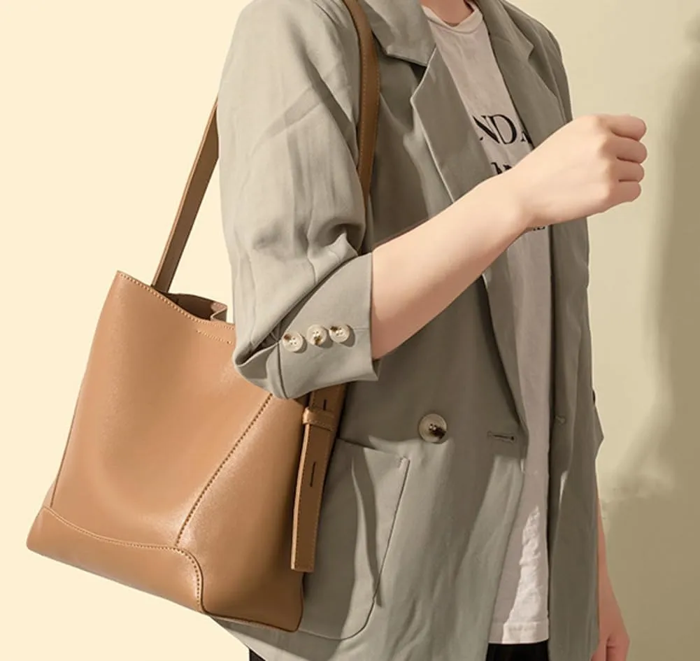 Women's Trendy Shoulder Crossbody Bag Vegan Leather Bucket Purse Large Totes Soft Handbag Top Handle Satchel