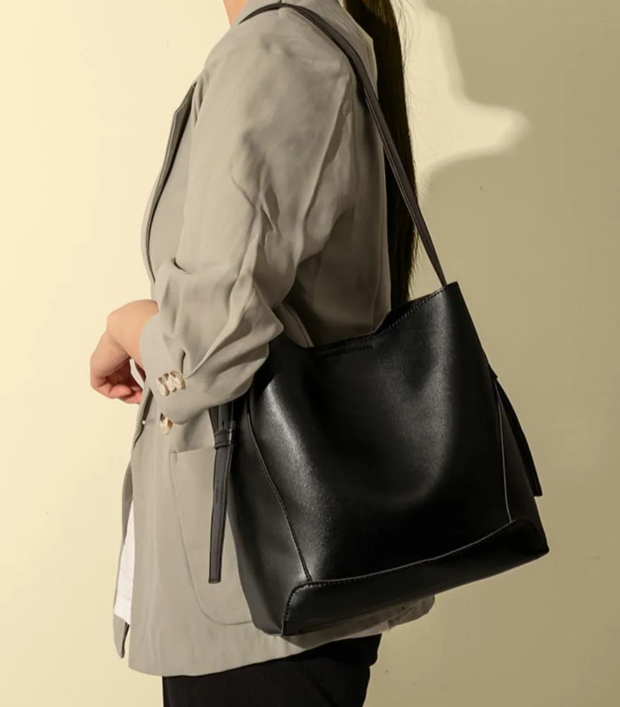 Women's Trendy Shoulder Crossbody Bag Vegan Leather Bucket Purse Large Totes Soft Handbag Top Handle Satchel