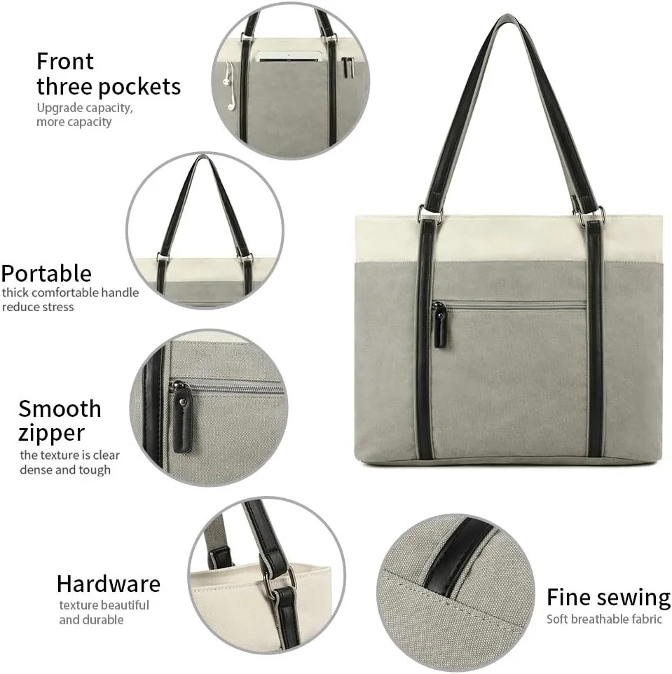 Women's Work Bag with Laptop Compartment Zipper Pockets Teacher Totes Purse