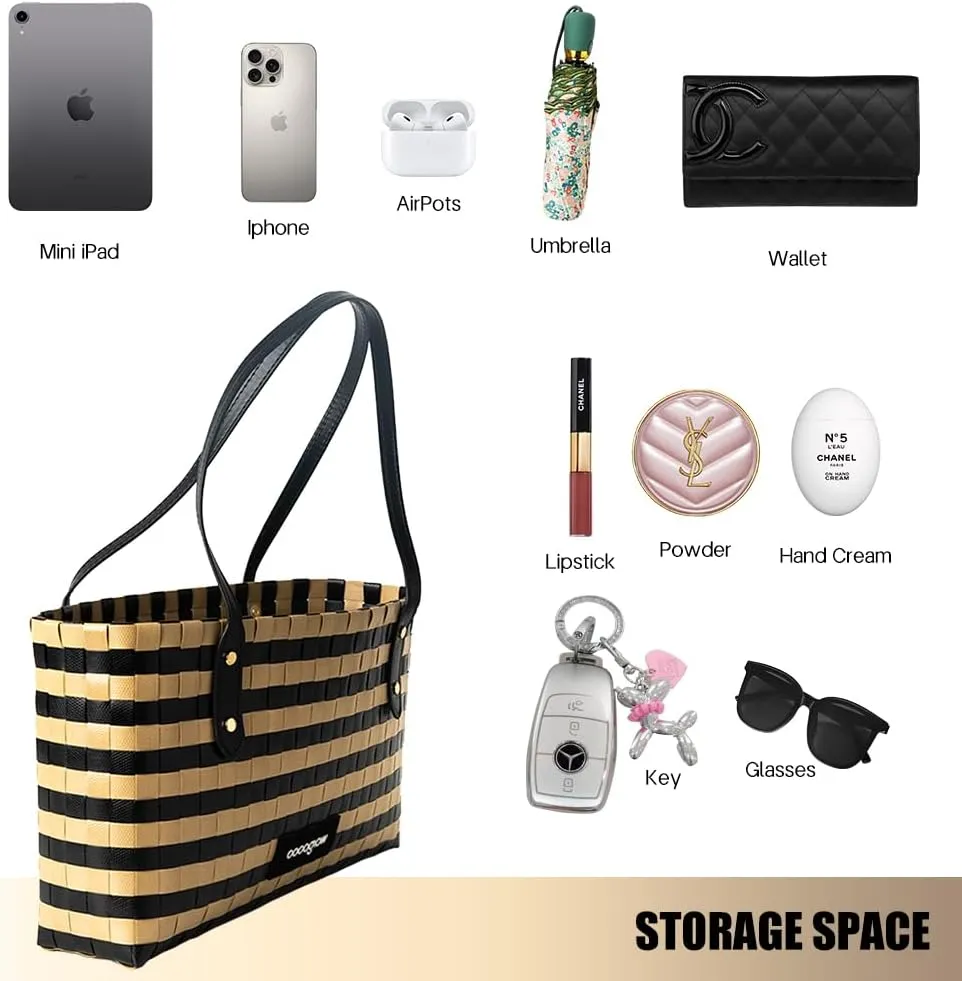 Women's Woven Bag，PP eco-Friendly Bag,Trendy Travel Bag，Handbag，Top-Handle，Shoulder Bags