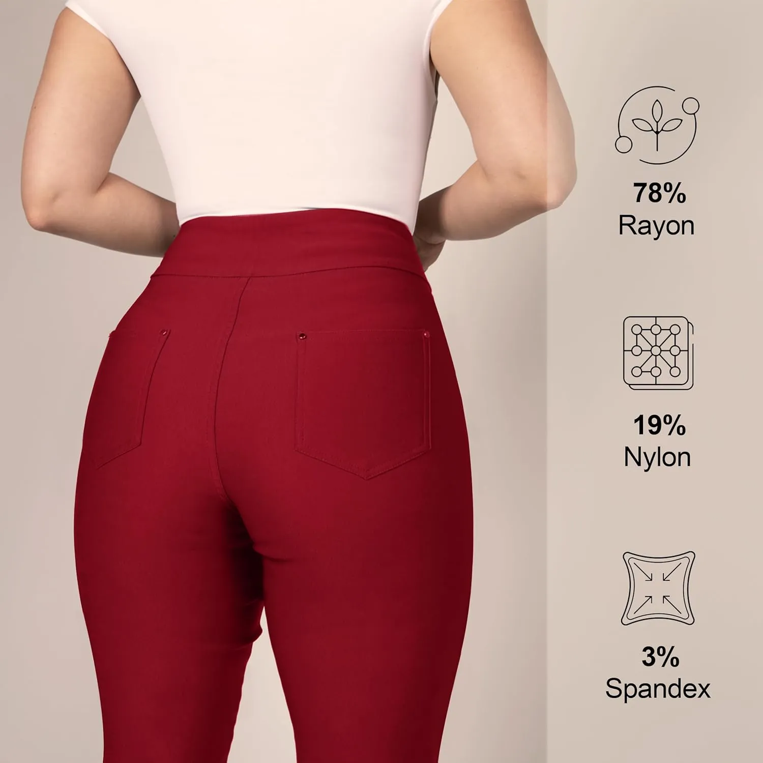Women's Yoga Dress Pants - Strechy Straight Leg Work Pants with 5 Pockets Slim Fit Office Casual Slacks