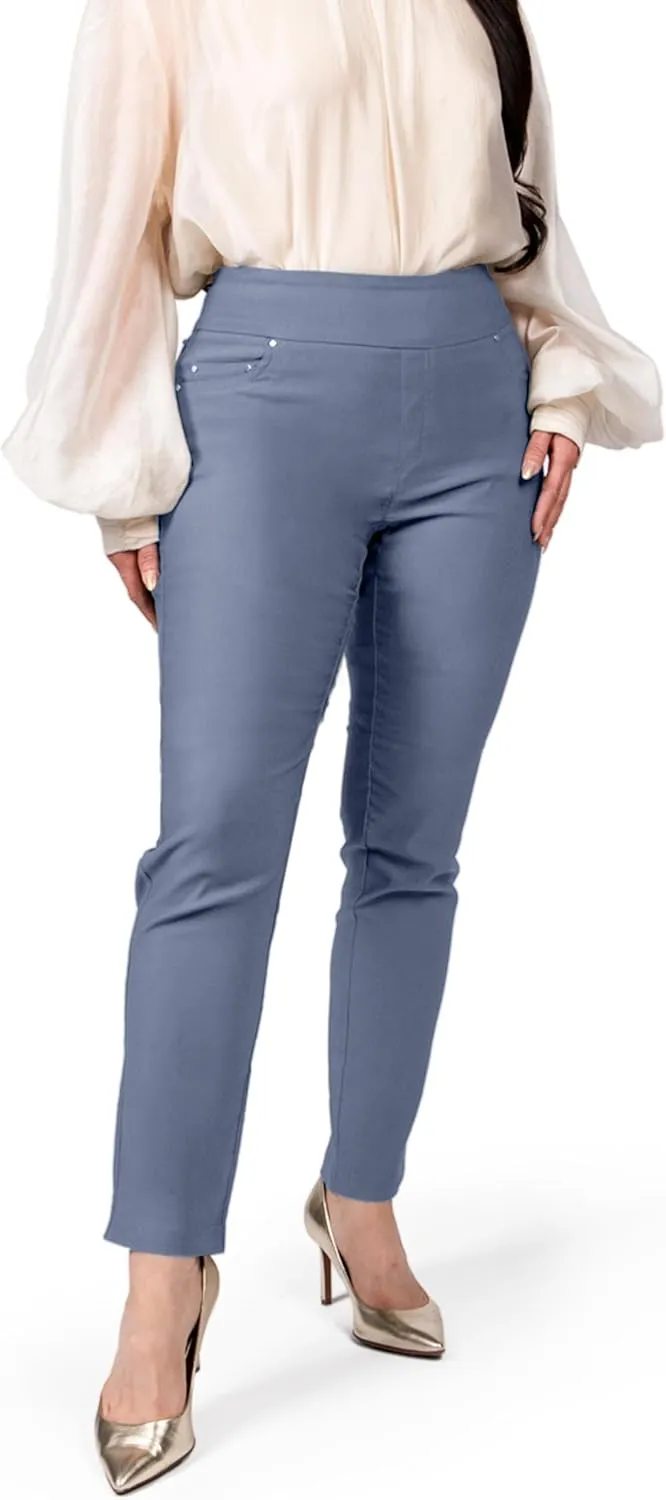 Women's Yoga Dress Pants - Strechy Straight Leg Work Pants with 5 Pockets Slim Fit Office Casual Slacks