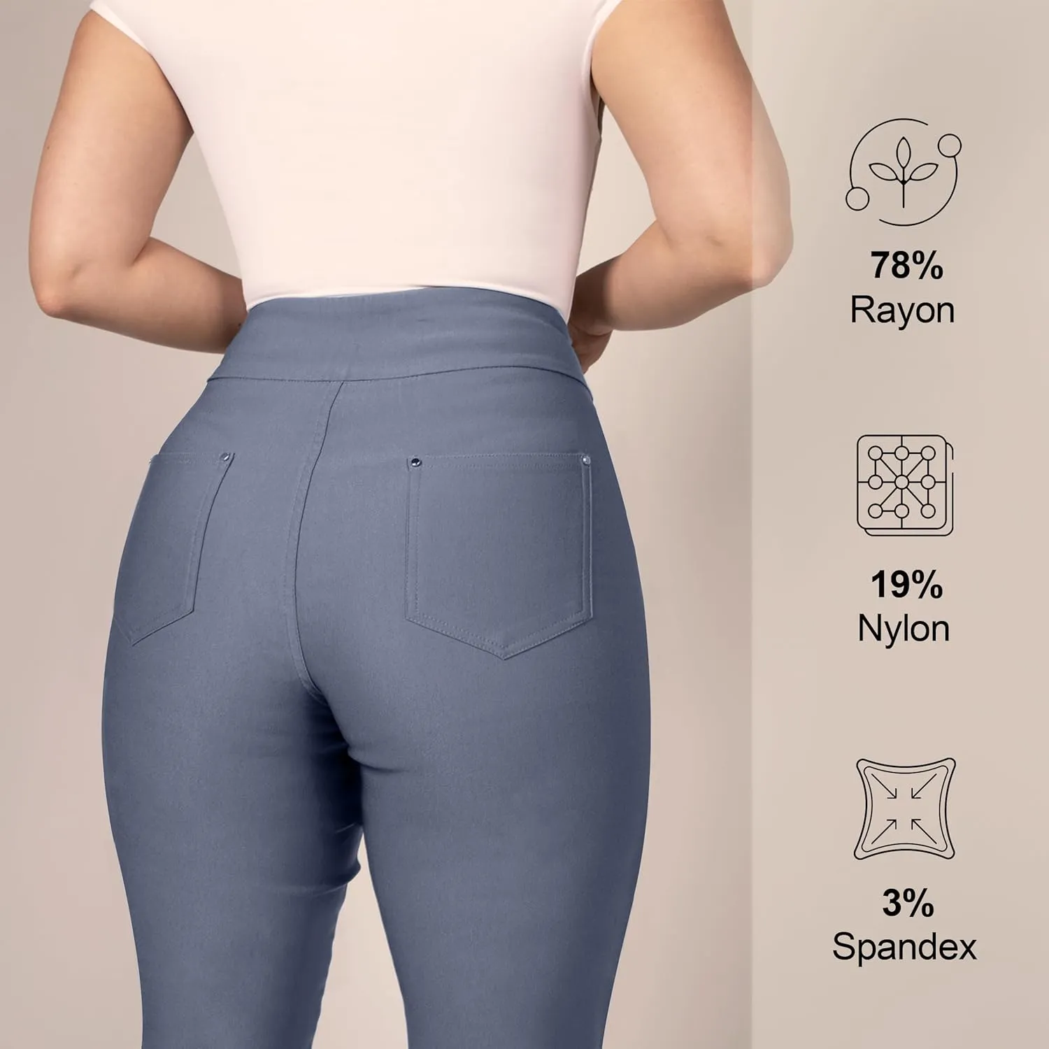 Women's Yoga Dress Pants - Strechy Straight Leg Work Pants with 5 Pockets Slim Fit Office Casual Slacks