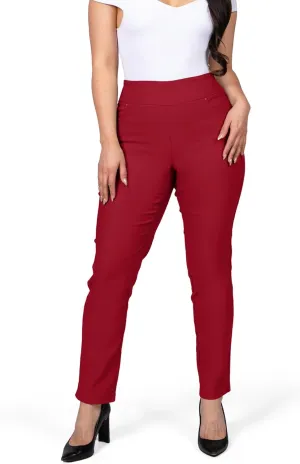 Women's Yoga Dress Pants - Strechy Straight Leg Work Pants with 5 Pockets Slim Fit Office Casual Slacks