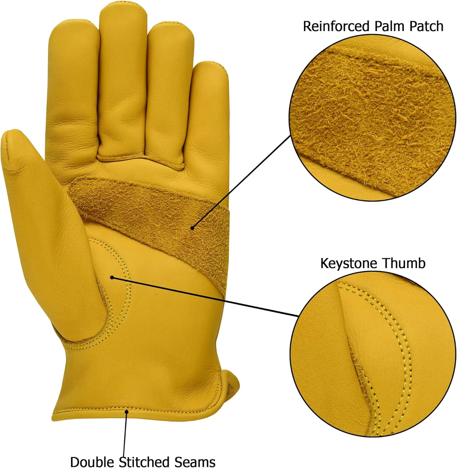 Work Gloves Cowhide Leather Reinforced Durable Construction Hand Tools Driving Gardening Work Safety Gloves
