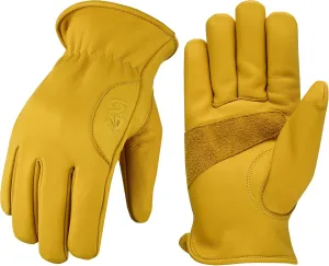 Work Gloves Cowhide Leather Reinforced Durable Construction Hand Tools Driving Gardening Work Safety Gloves