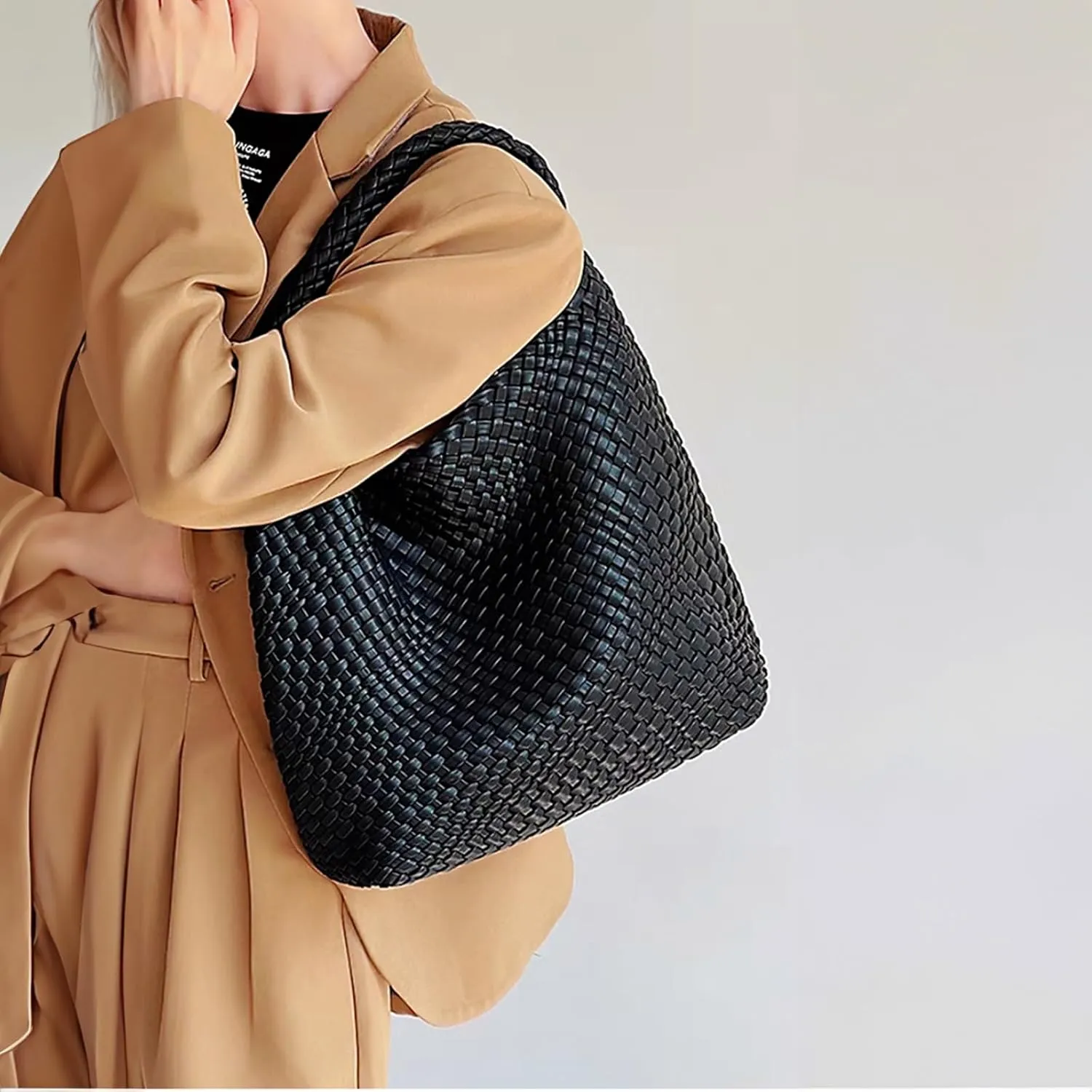 Woven Bag for Women, Vegan Leather Hobo Tote Bags, Top-handle Handmade Purse