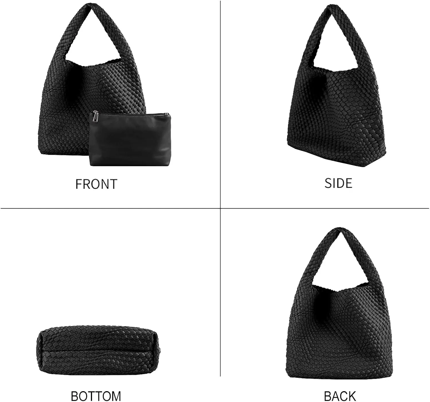 Woven Bag for Women, Vegan Leather Hobo Tote Bags, Top-handle Handmade Purse