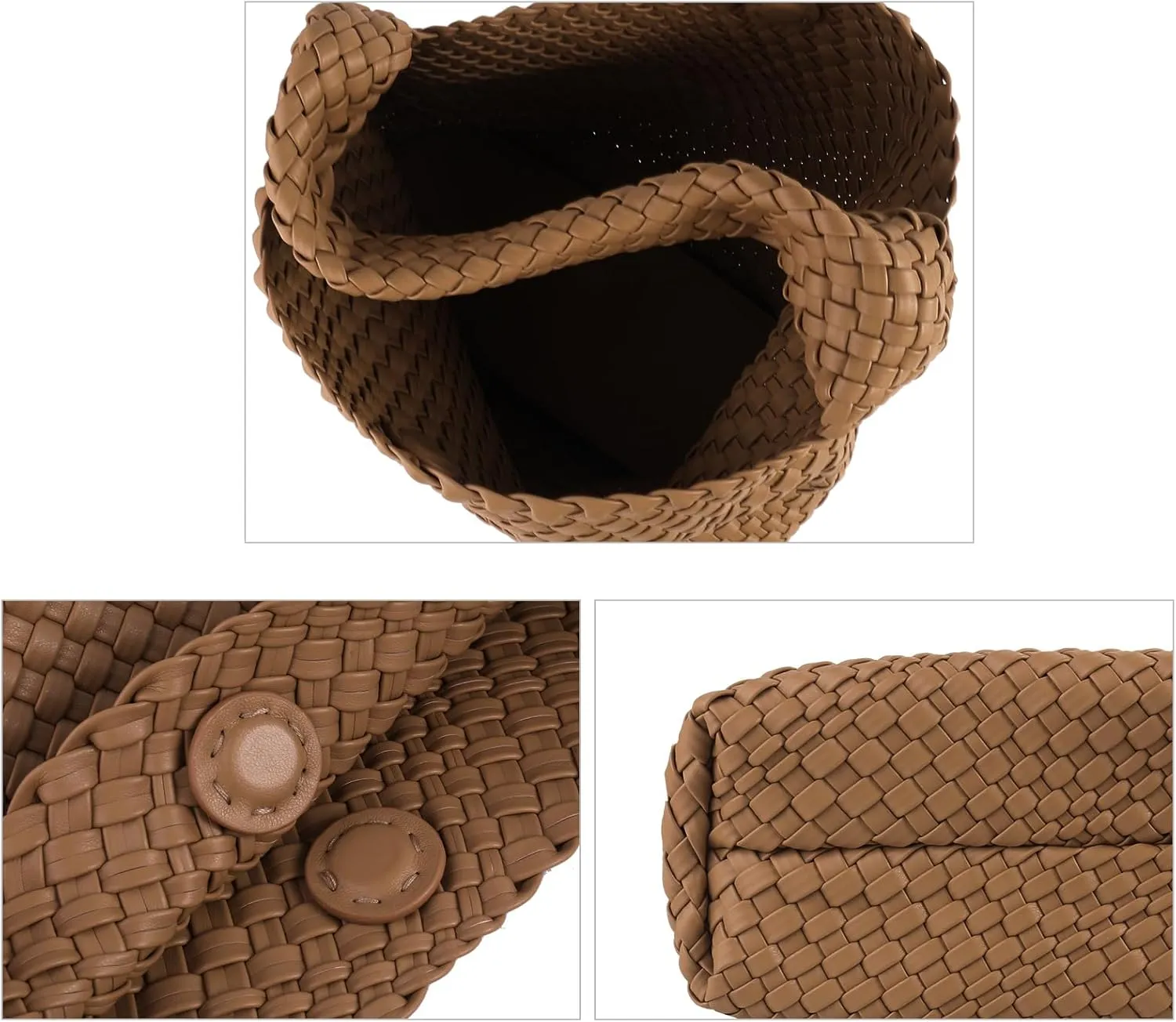 Woven Bag for Women, Vegan Leather Hobo Tote Bags, Top-handle Handmade Purse