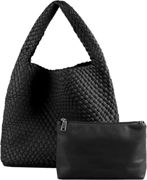Woven Bag for Women, Vegan Leather Hobo Tote Bags, Top-handle Handmade Purse