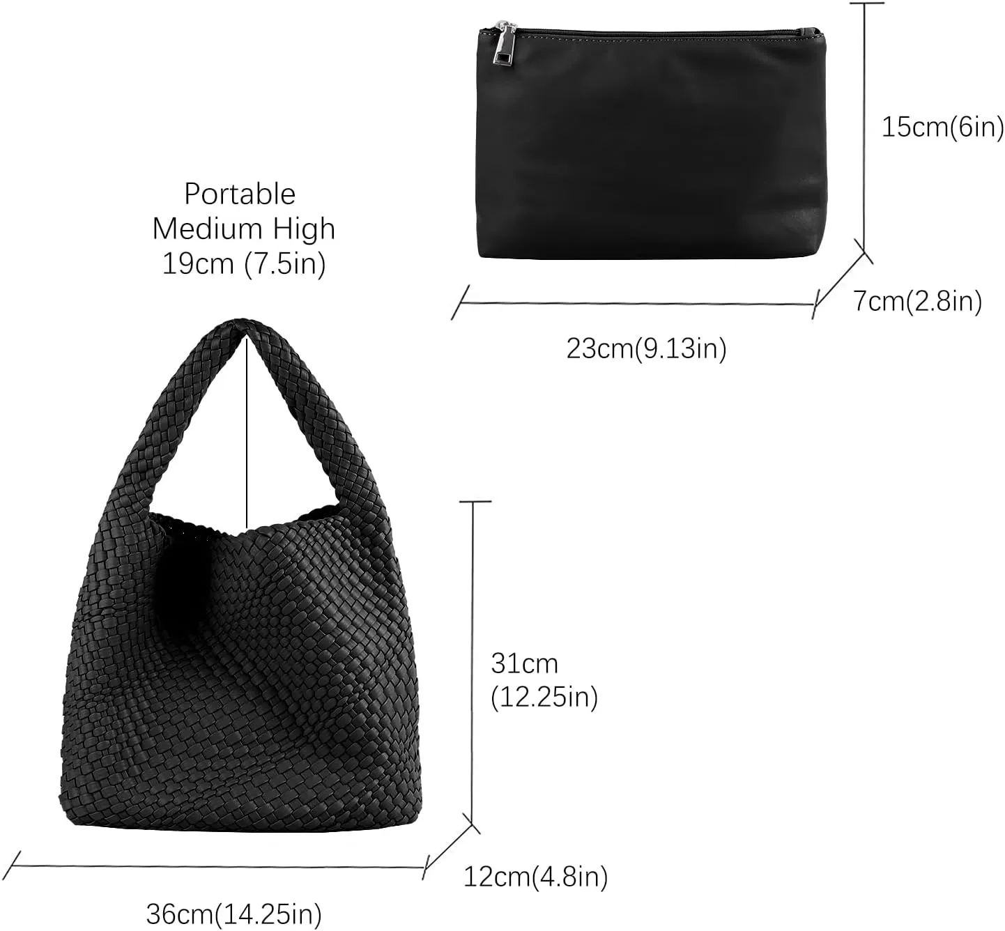 Woven Bag for Women, Vegan Leather Hobo Tote Bags, Top-handle Handmade Purse