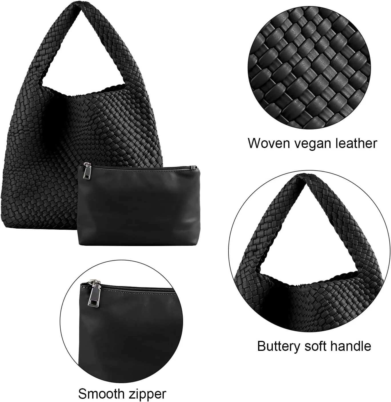Woven Bag for Women, Vegan Leather Hobo Tote Bags, Top-handle Handmade Purse
