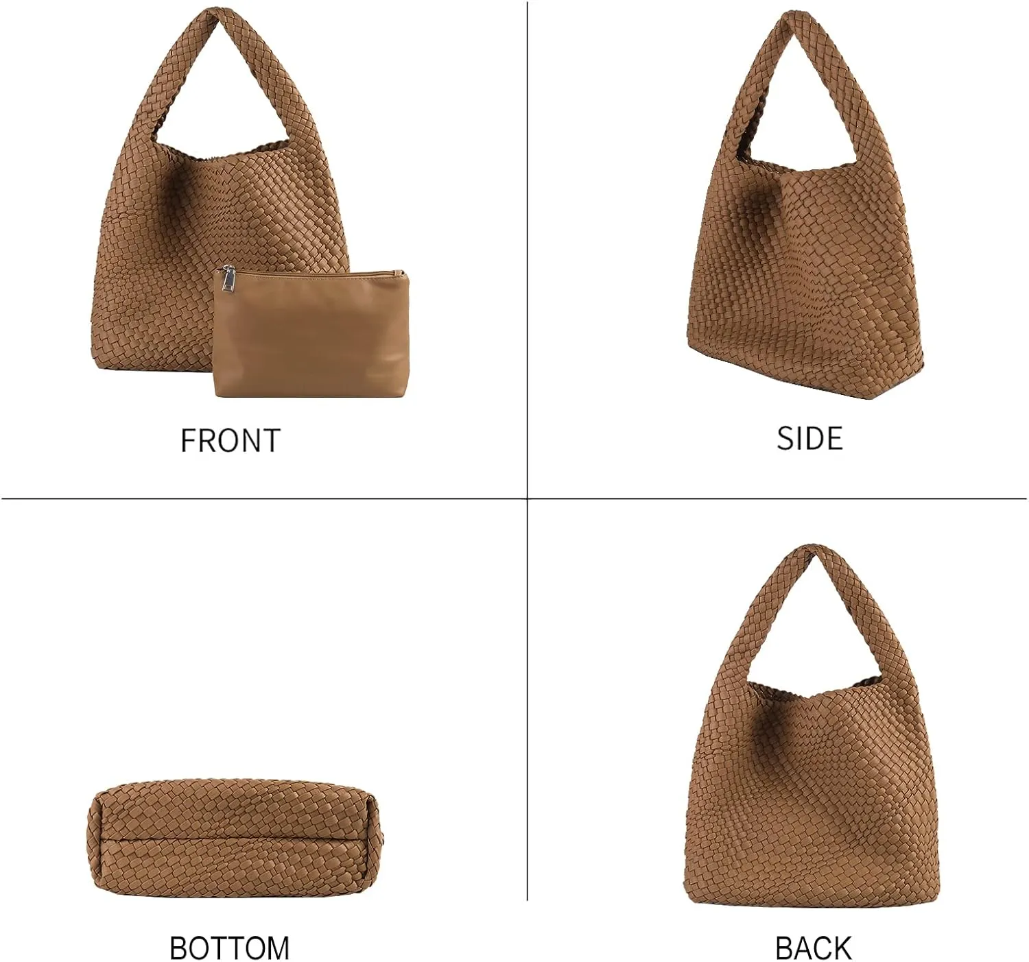 Woven Bag for Women, Vegan Leather Hobo Tote Bags, Top-handle Handmade Purse
