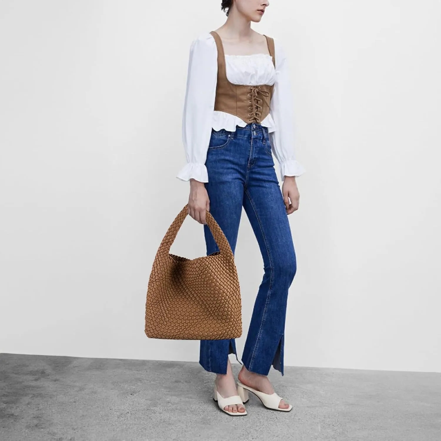 Woven Bag for Women, Vegan Leather Hobo Tote Bags, Top-handle Handmade Purse