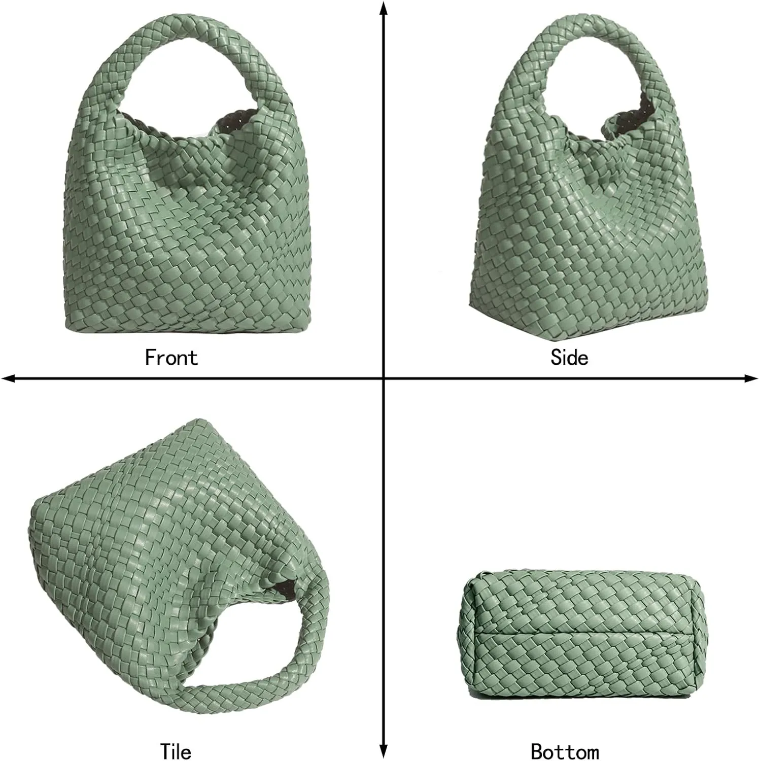 Woven Tote Bag For Women, Soft Foldable Top-Handle Wristlet Bag, Fashion Hobo Handbag, Composite Bag with Coin Purse
