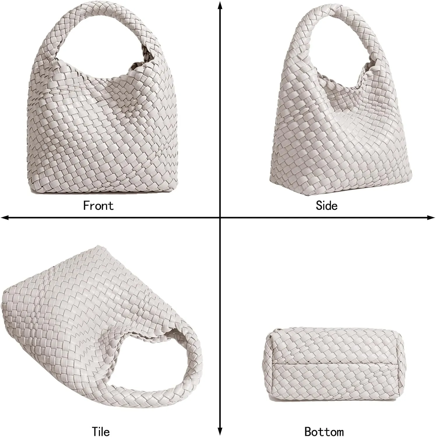 Woven Tote Bag For Women, Soft Foldable Top-Handle Wristlet Bag, Fashion Hobo Handbag, Composite Bag with Coin Purse
