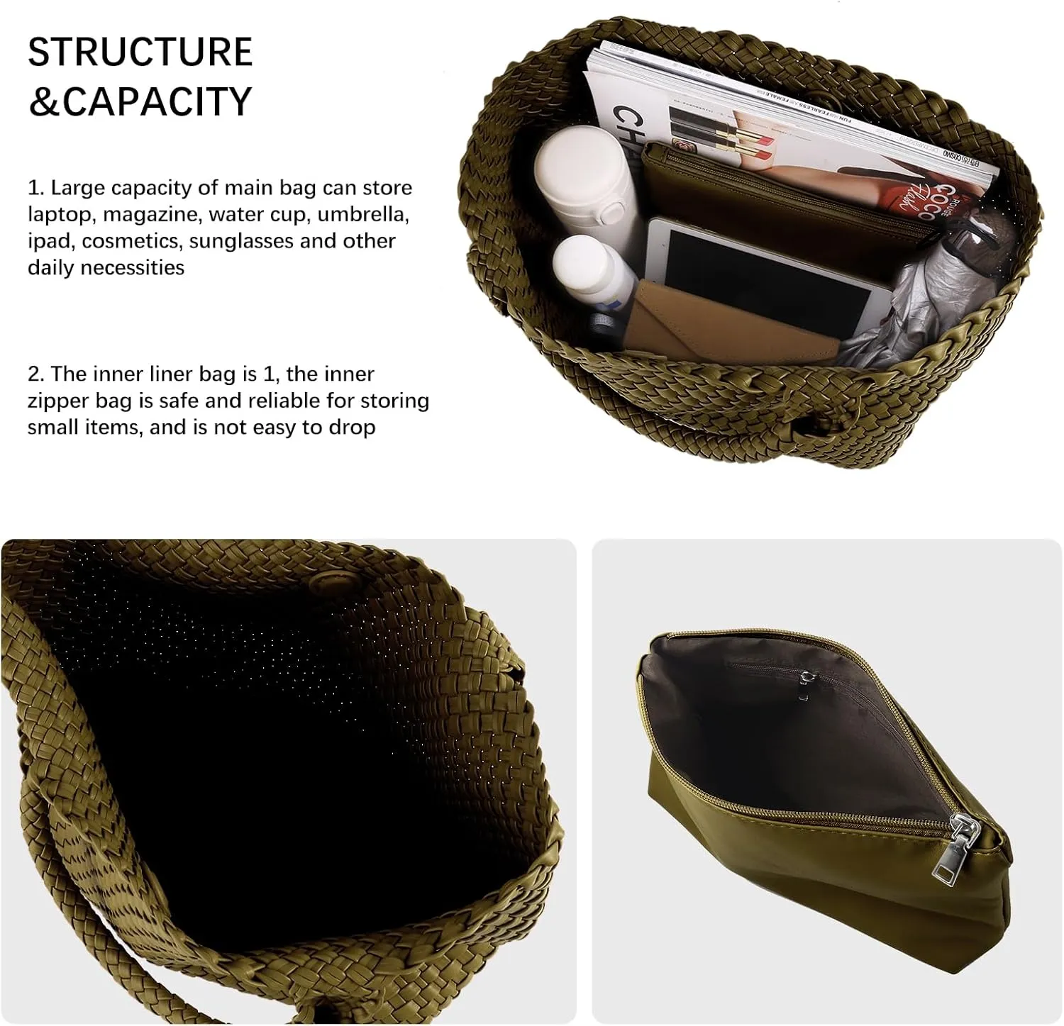 Woven Tote Bag Womens Purse Vegan Leather Shoulder Handbags Fashion Summer Beach Tote Bags Large Travel Totes