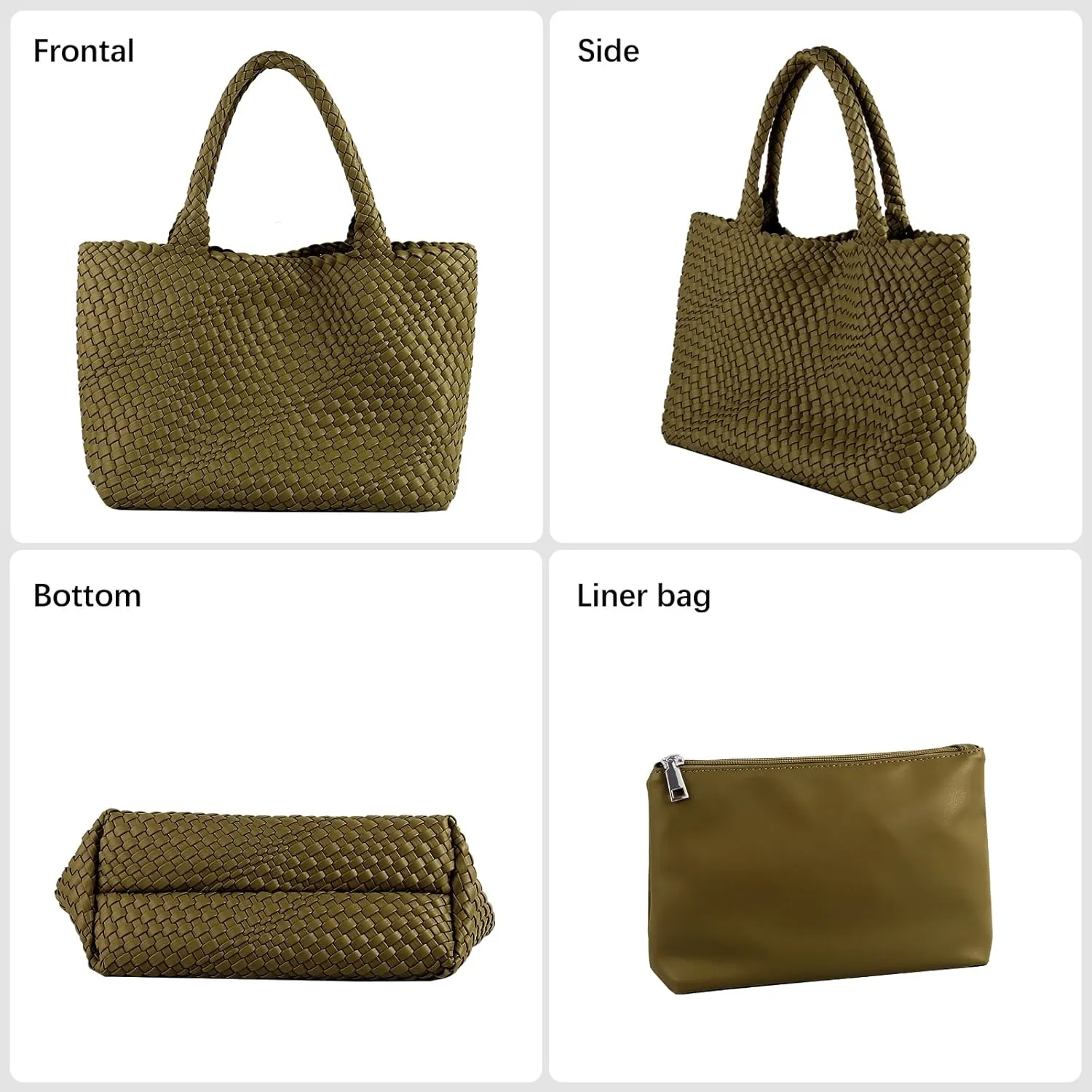 Woven Tote Bag Womens Purse Vegan Leather Shoulder Handbags Fashion Summer Beach Tote Bags Large Travel Totes