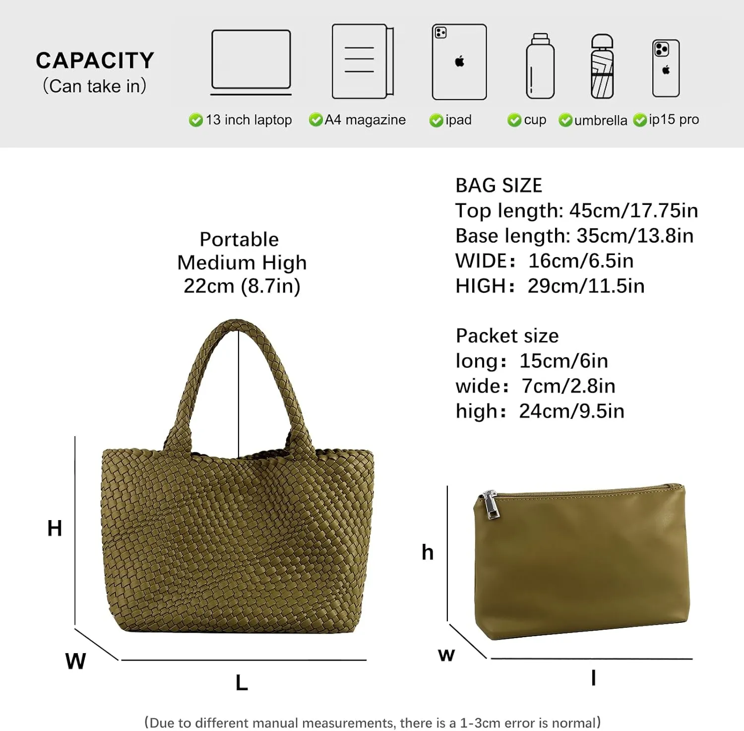 Woven Tote Bag Womens Purse Vegan Leather Shoulder Handbags Fashion Summer Beach Tote Bags Large Travel Totes