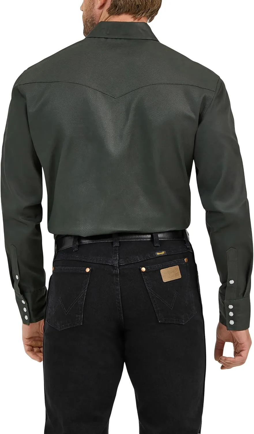 Wrangler Men's Cowboy Cut Western Long Sleeve Snap Work Shirt Firm Finish