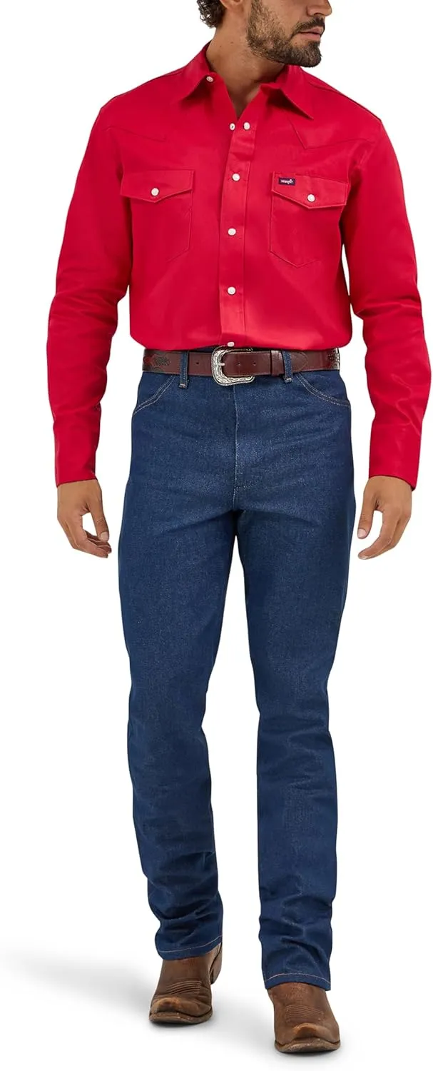 Wrangler Men's Cowboy Cut Western Long Sleeve Snap Work Shirt Firm Finish