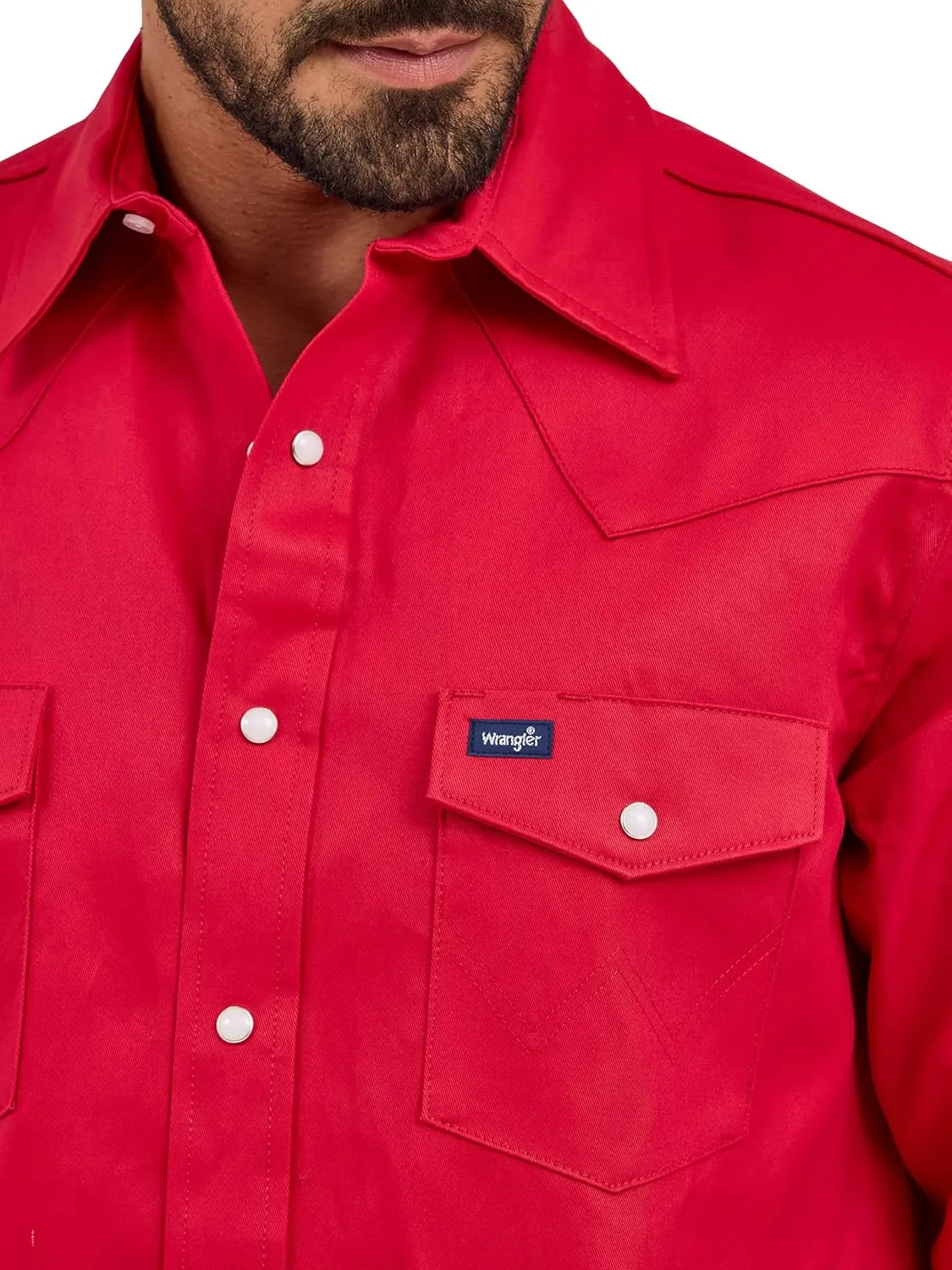 Wrangler Men's Cowboy Cut Western Long Sleeve Snap Work Shirt Firm Finish