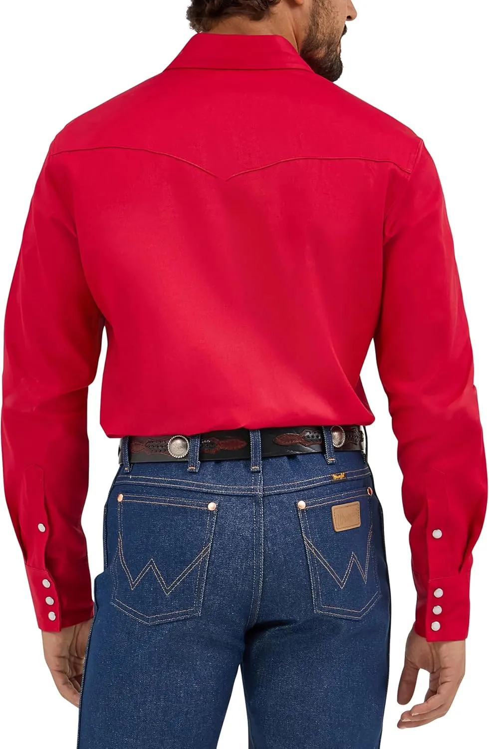 Wrangler Men's Cowboy Cut Western Long Sleeve Snap Work Shirt Firm Finish